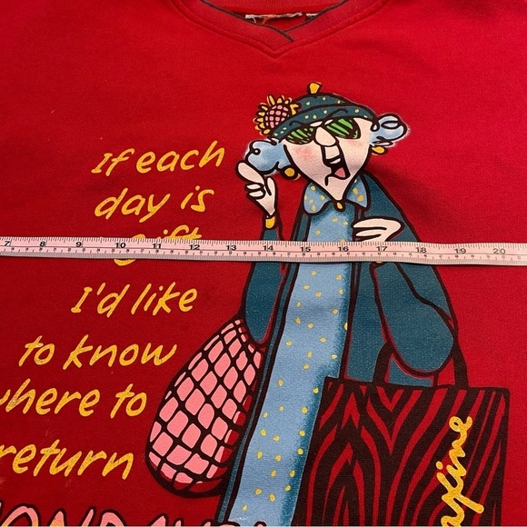 Vintage Maxine Comic Graphic Mondays Red V Neck Sweatshirt - Picture 8 of 11